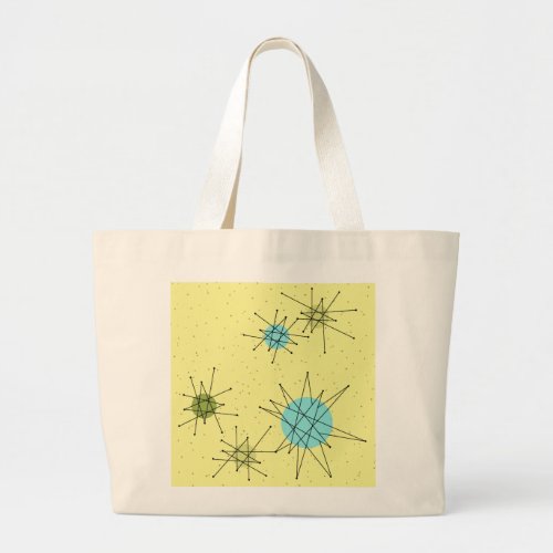 Yellow Iconic Atomic Starbursts Pattern tote bag