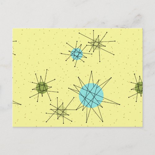 Yellow Iconic Atomic Starbursts Postcard