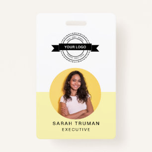 Yellow ID Card   Minimalist Business Employee QR Badge