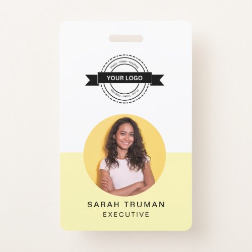 Yellow ID Card  Minimalist Business Employee QR Badge