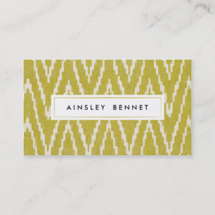 Yellow Ikat Chevron Patterned Business Cards