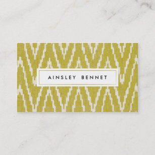 Yellow Ikat Chevron Patterned Business Cards