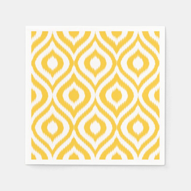 Yellow Ikat Classic Geometric Ethnic Print Paper Napkins (Front)