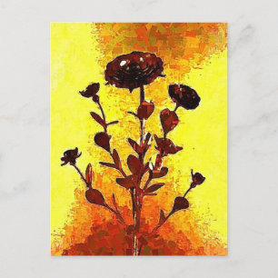 Yellow Impressionist Medieval Flower Art Postcard