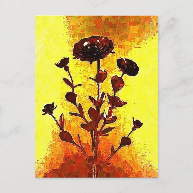 Yellow Impressionist Medieval Flower Art Postcard (Front)