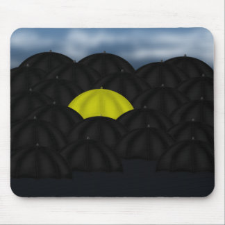 Yellow in a Black Sea of Umbrellas Mouse Pad