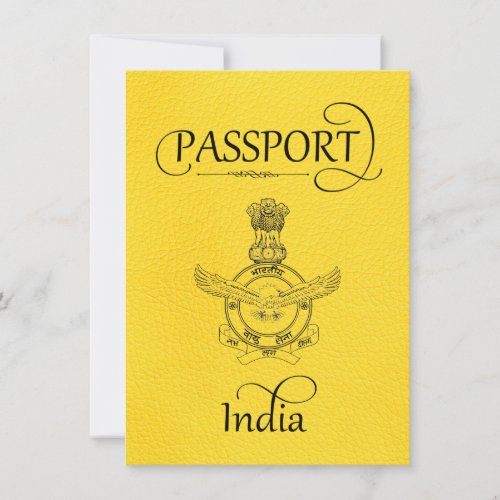 Yellow India Passport Save the Date Card