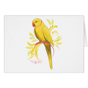 Yellow Indian Ringneck Parrot Cards