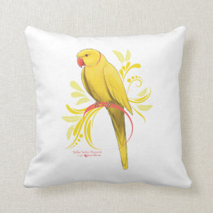 Yellow Indian Ringneck Parrot Throw Pillow