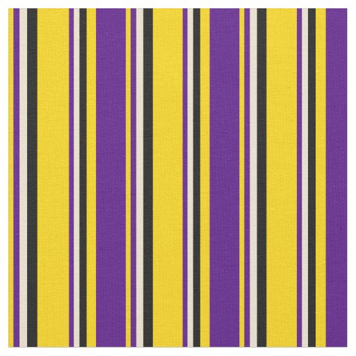 Yellow, Indigo, Beige & Black Stripes Pattern Fabric