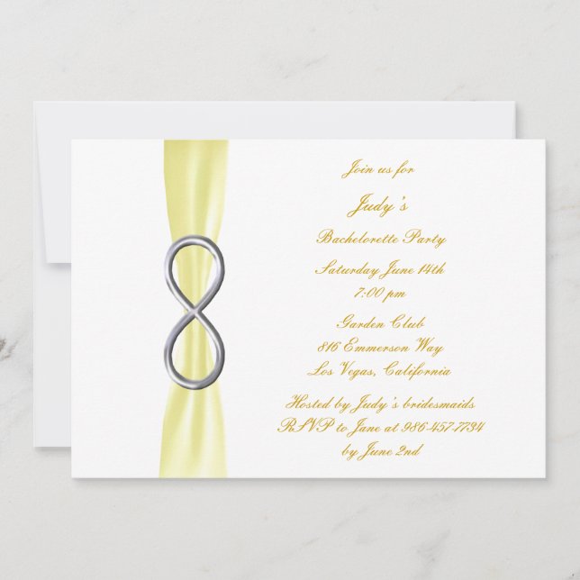 Yellow Infinity Bachelorette Party Invitation (Front)