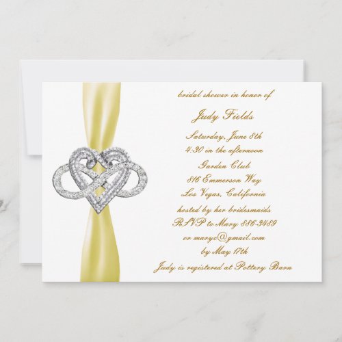 Yellow Infinity Heart Bridal Shower Invitation