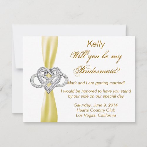 Yellow Infinity Heart Bridesmaid Card