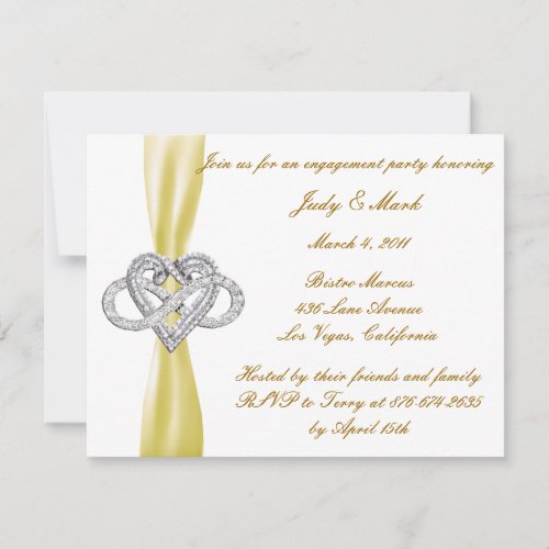 Yellow Infinity Heart Engagement Party Invitation