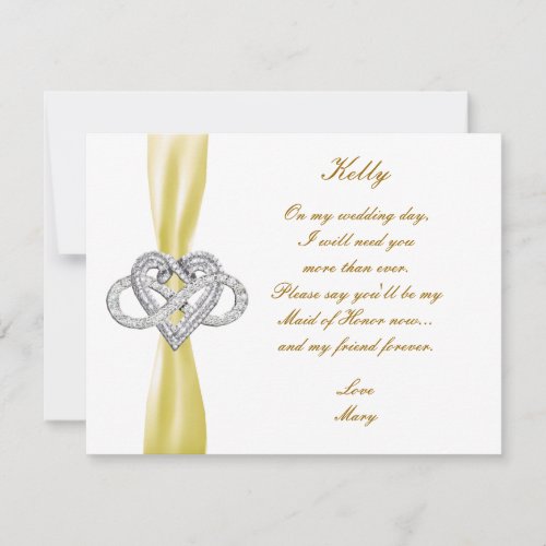 Yellow Infinity Heart Maid Of Honor Card