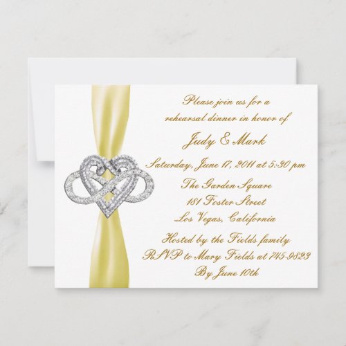 Yellow Infinity Heart Rehearsal Dinner Invitation