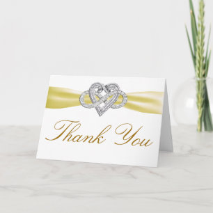 Yellow Infinity Heart Thank You Card