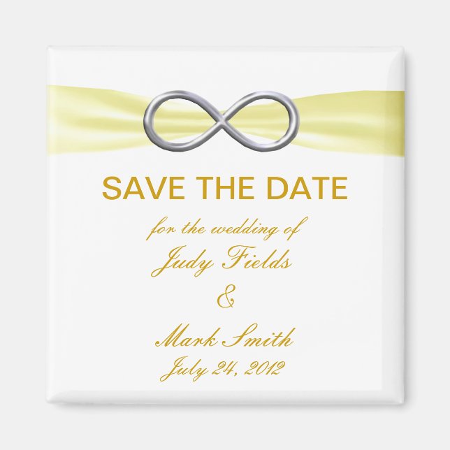 Yellow Infinity Wedding Save The Date Magnet (Front)