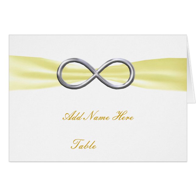 Yellow Infinity Wedding Table Place Card (Front Horizontal)