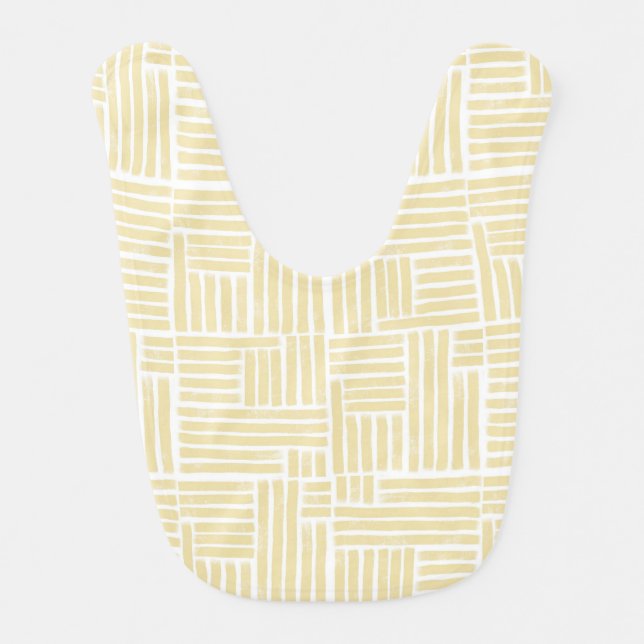 Yellow ink roller stripes baby bib (Front)