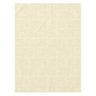 Yellow ink roller stripes on white tablecloth