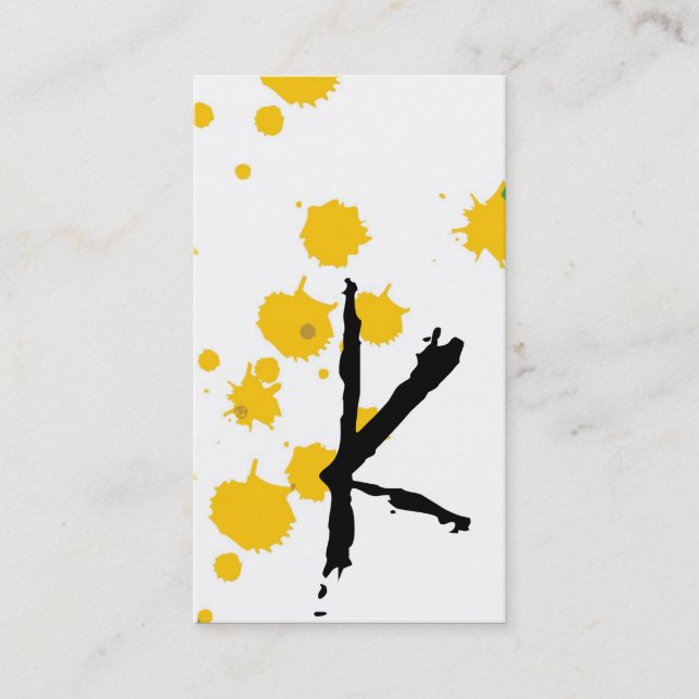 Yellow Ink Splot Make Up Artist Business Card (Front)