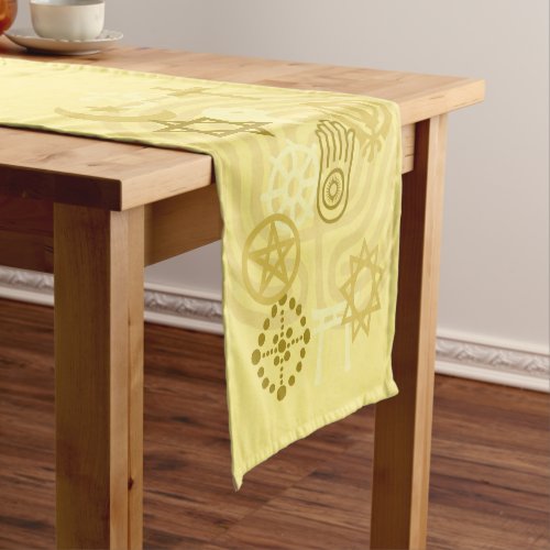 Yellow Interfaith Symbols Short Table Runner