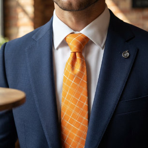 Yellow intersected by white lines neck tie