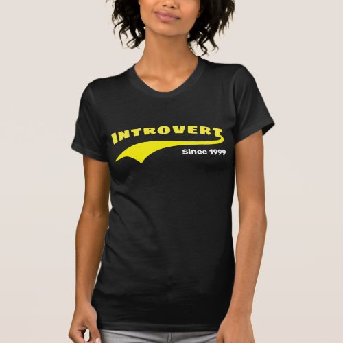Yellow Introvert Typography Swoosh Custom Date T_Shirt