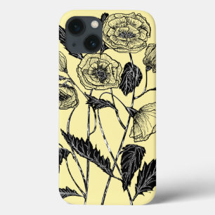 Yellow iPhone Case with Flowers - Choose Color