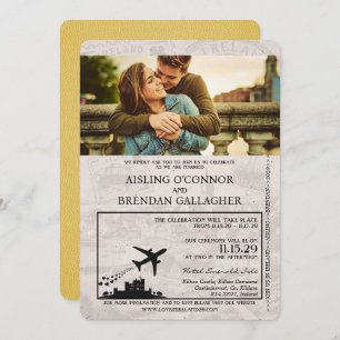Yellow Ireland Passport Wedding Invitation