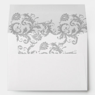 Yellow Iris and Gray Damask Wedding Envelopes