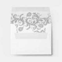 Yellow Iris and Gray Damask Wedding RSVP Envelopes
