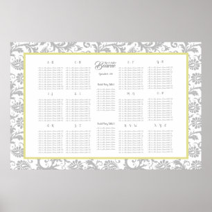 Yellow Iris and Gray Seating Chart Alphabetical