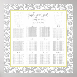 Yellow Iris and Gray Seating Chart Alphabetical