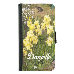 Yellow Iris and Tabby Cat Flower Floral Garden Samsung Galaxy S5 Wallet Case