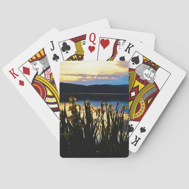 Yellow Iris at Lake Arrowhead shore Poker Cards (Back)