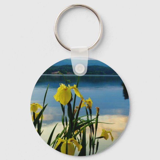 Yellow Iris at Lake Shore Keychain (Front)