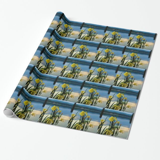 Yellow Iris at Lake Shore Wrapping Paper (Unrolled)