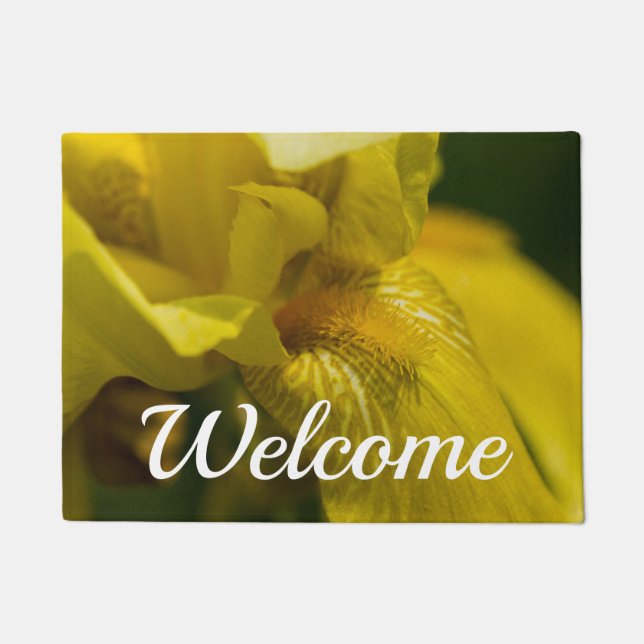 Yellow Iris Beard Welcome Doormat (Front)