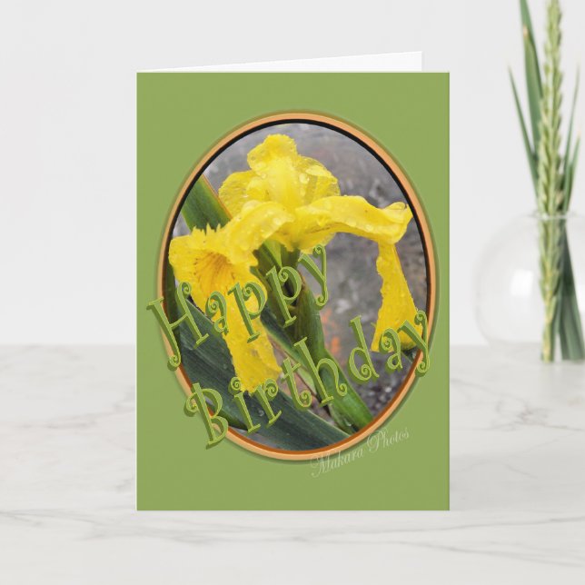 Yellow Iris Birthday-customize Card (Front)