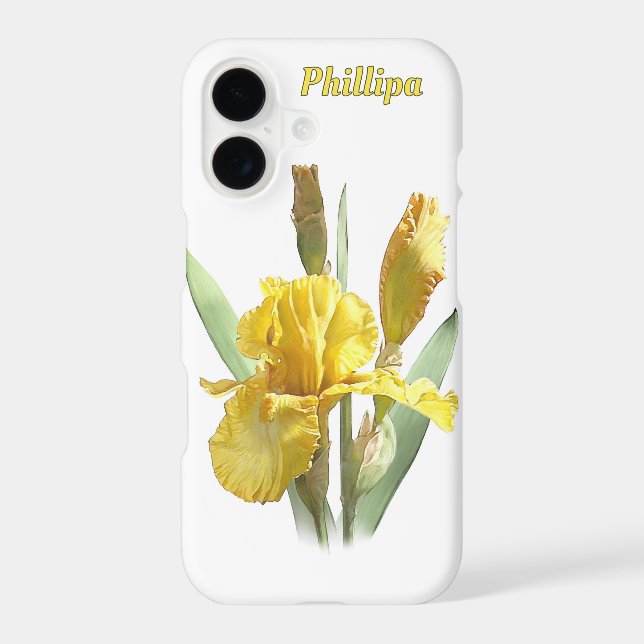 Yellow Iris Flower Botanical Art Personalized iPhone Case (Back)
