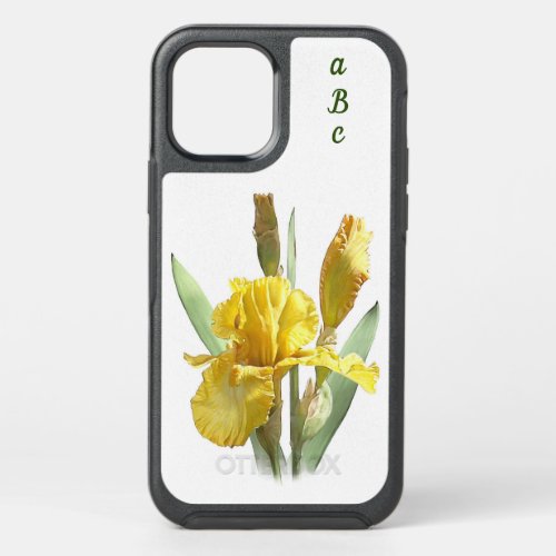 Yellow Iris Flower Botanical Art Personalized OtterBox Symmetry iPhone 12 Case