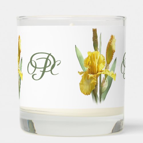 Yellow Iris Flower Botanical Art Personalized Scented Candle