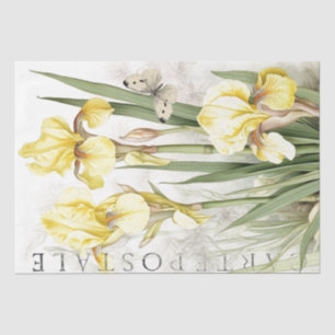 Yellow Iris Flower Butterfly French Decoupage Tissue Paper