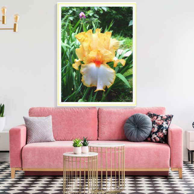 Yellow Iris Flower Garden Canvas Print (Insitu(LivingRoom))