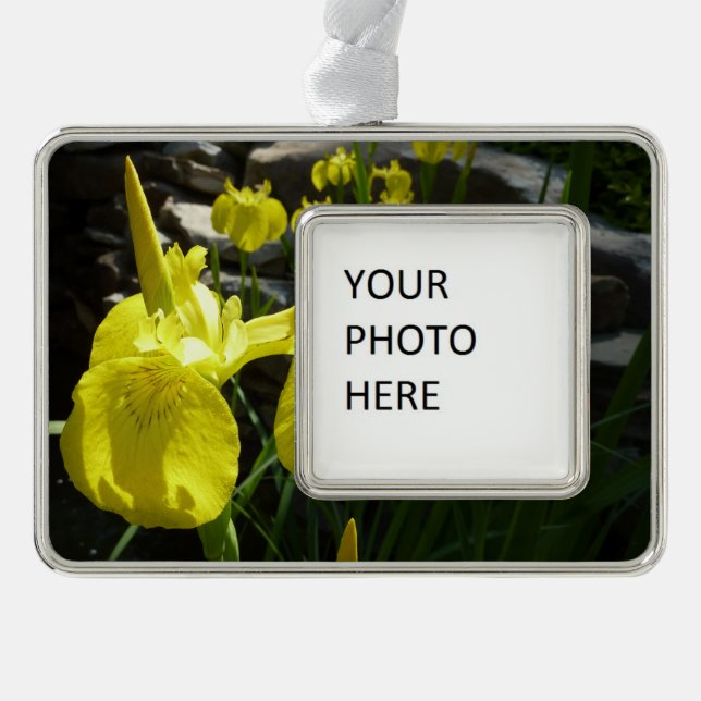 Yellow Irises Bright Spring Floral Christmas Ornament (Front)