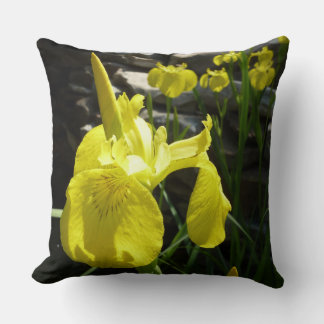 Yellow Irises Bright Spring Floral Throw Pillow