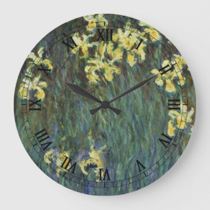 Yellow Irises by Claude Monet, Vintage Fine Art Large Clock