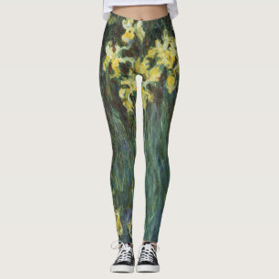 Yellow Irises by Claude Monet, Vintage Fine Art Leggings
